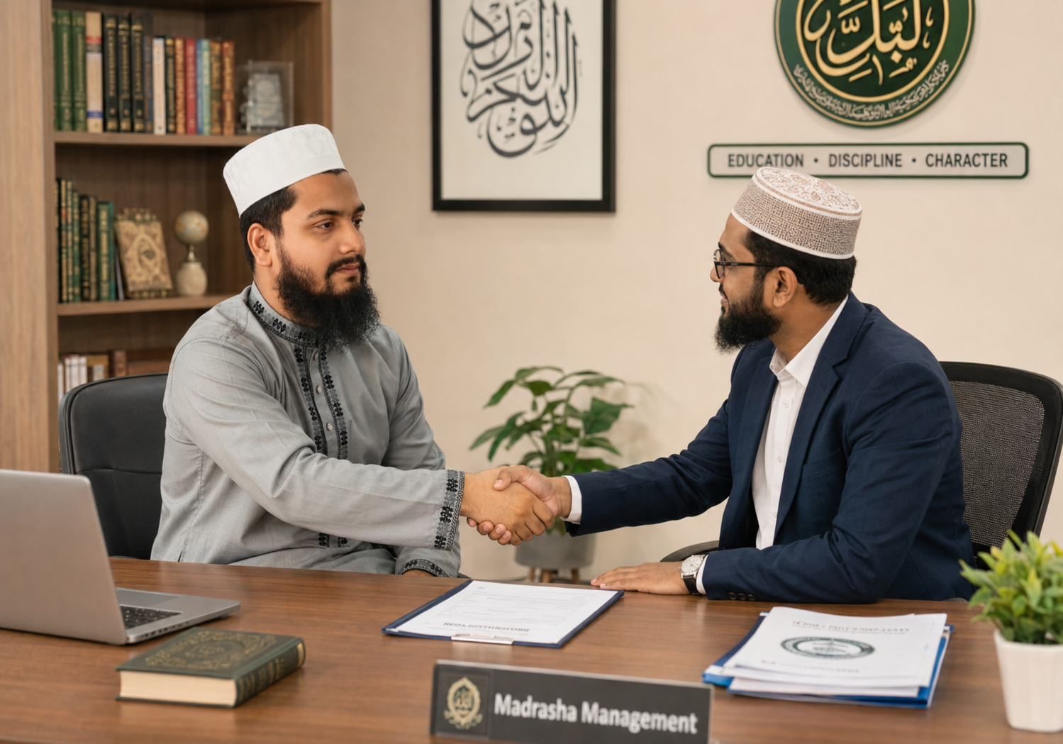 Institution and teacher confirming a hire